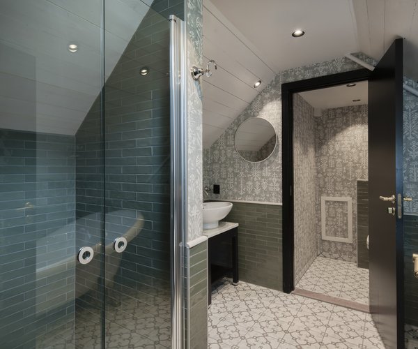 Walk-in shower in the junior suite bathroom