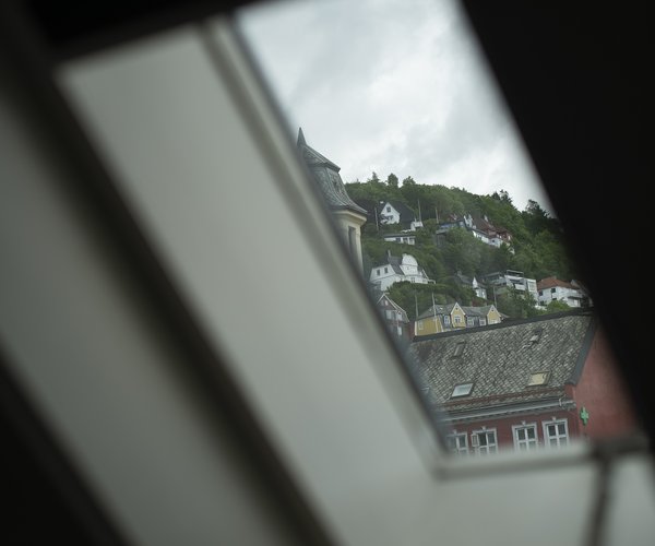 Skylight in the suite's sloping ceiling